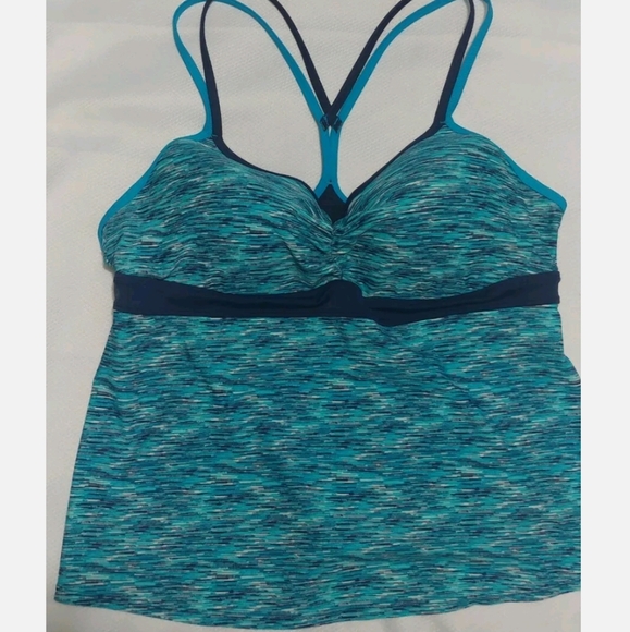 Tropical escape Swim Tank Top for Women Size 18 Color Blue Swim Top B5 - Picture 1 of 4